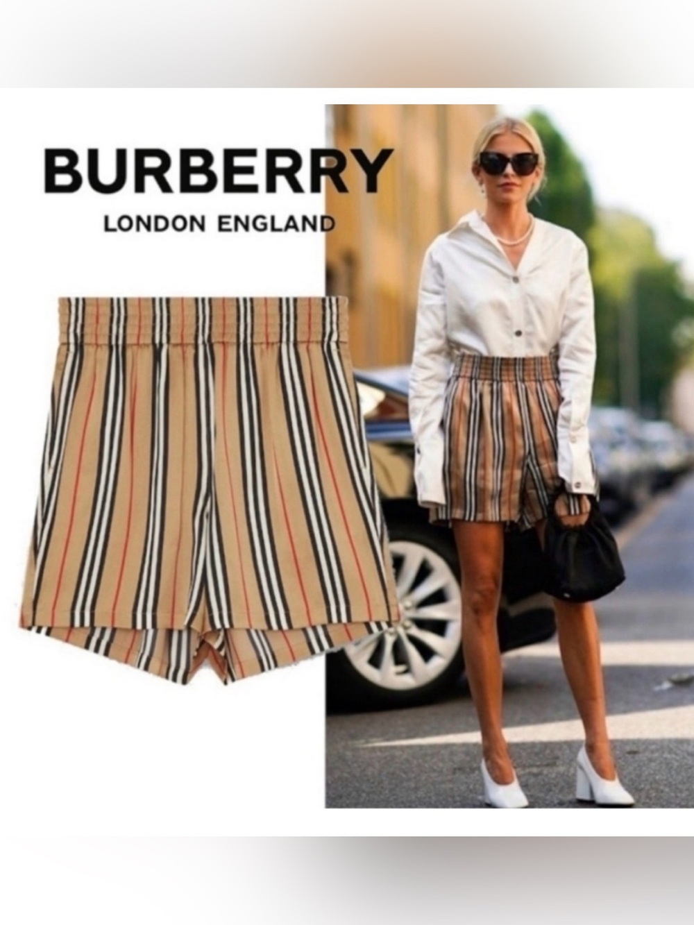 Burberry Icon Stripe Silk Shorts size 4